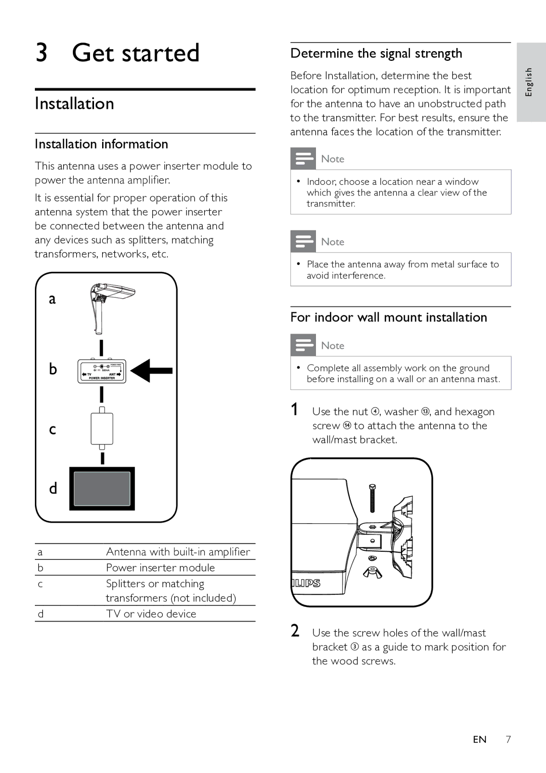 Philips SDV8622T/55 user manual Get started, Installation information, Determine the signal strength 