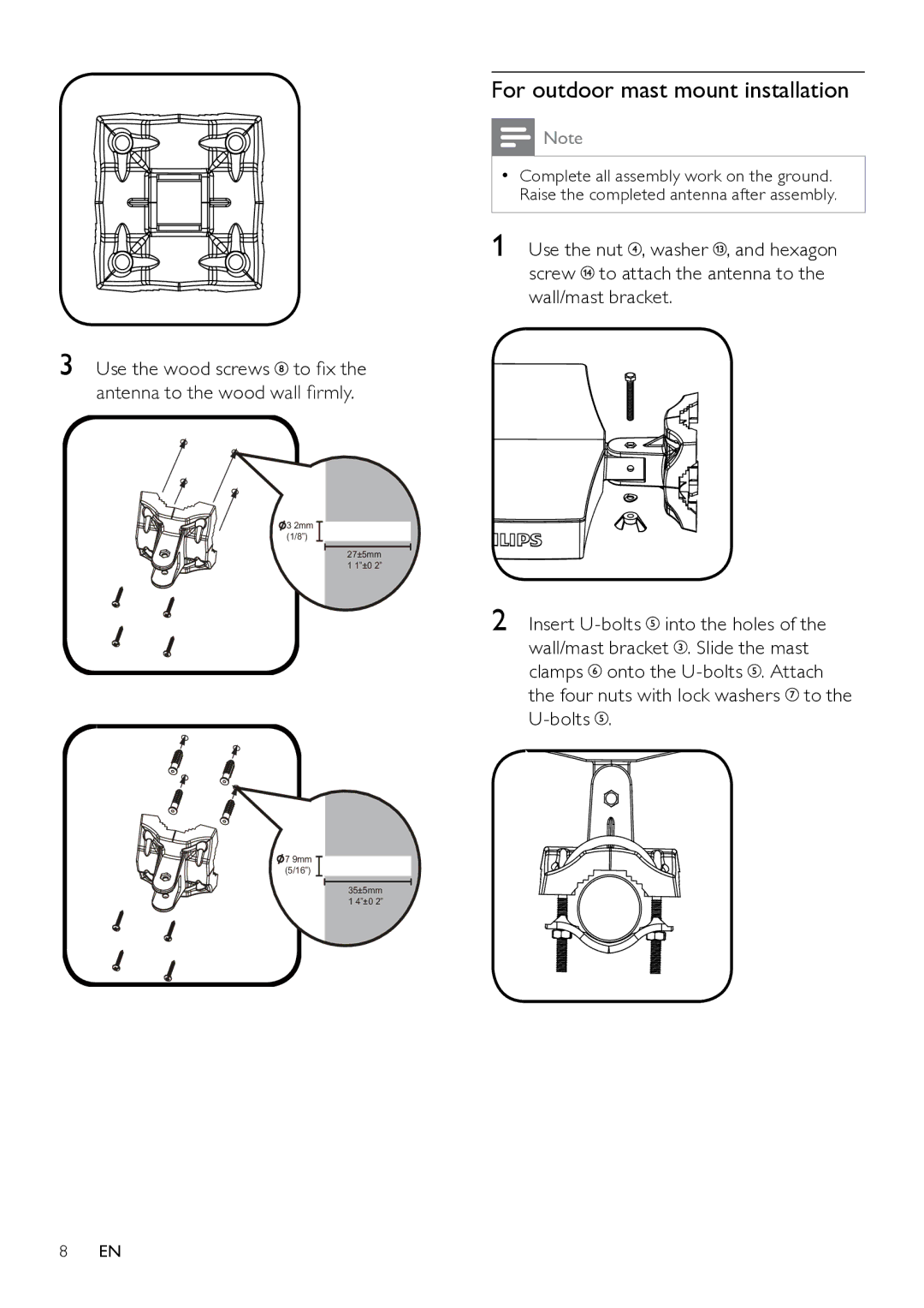 Philips SDV8622T/55 user manual For outdoor mast mount installation 