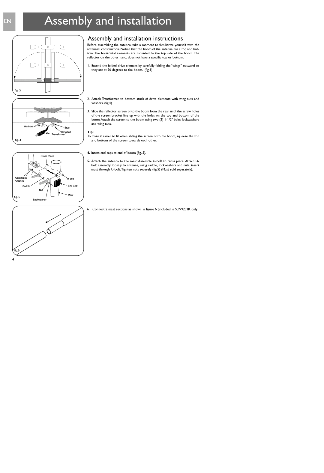 Philips SDV9201K/17, SDV9201/17 user manual Assembly and installation instructions 