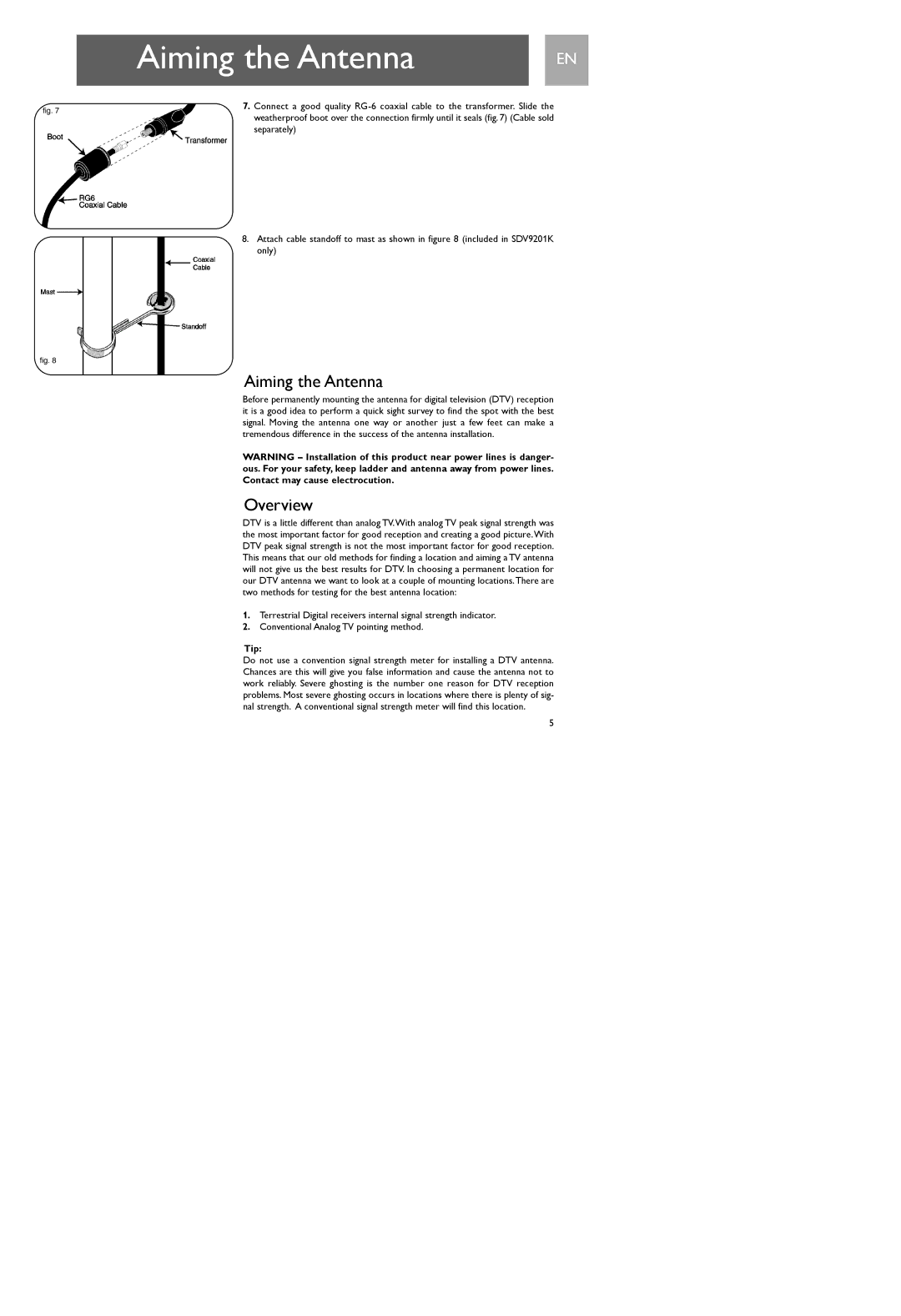 Philips SDV9201/17, SDV9201K/17 user manual Aiming the Antenna, Overview 