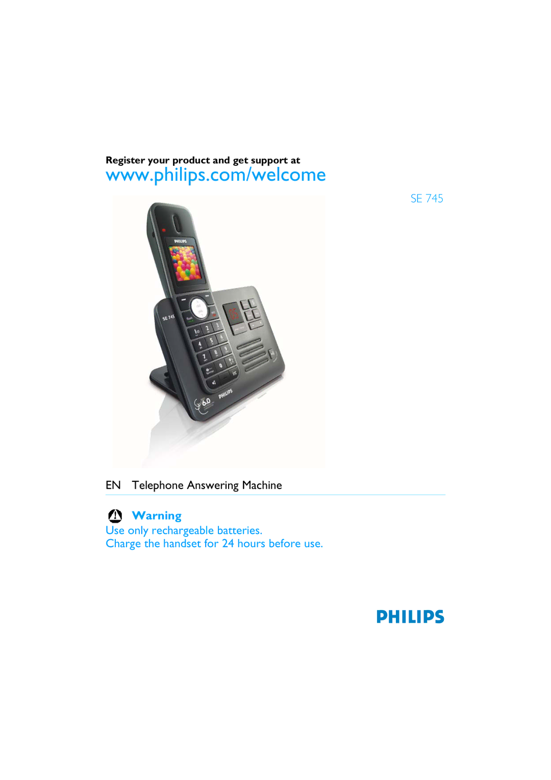 Philips SE 745 manual EN Telephone Answering Machine 