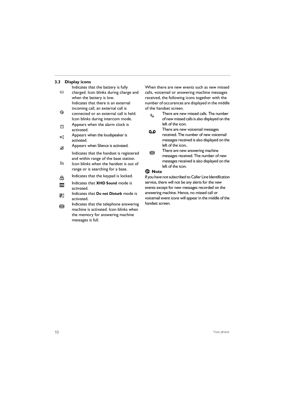 Philips SE 745 manual Display icons 