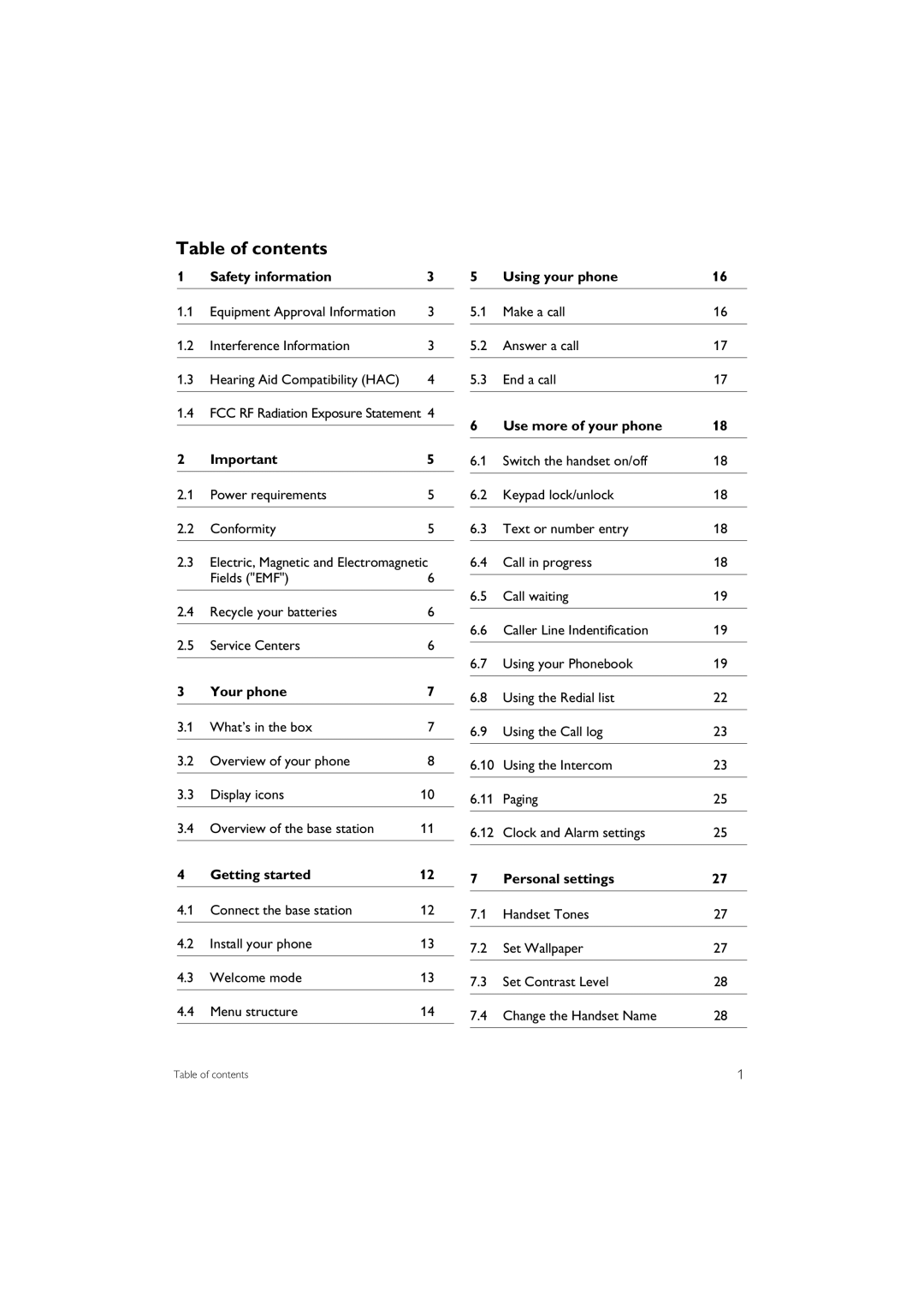 Philips SE 745 manual Table of contents 