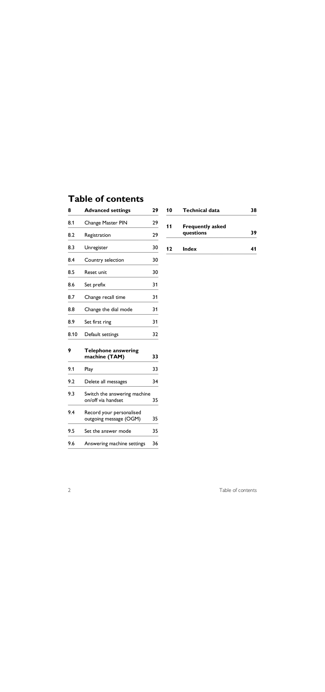 Philips SE155 manual Advanced settings Technical data 