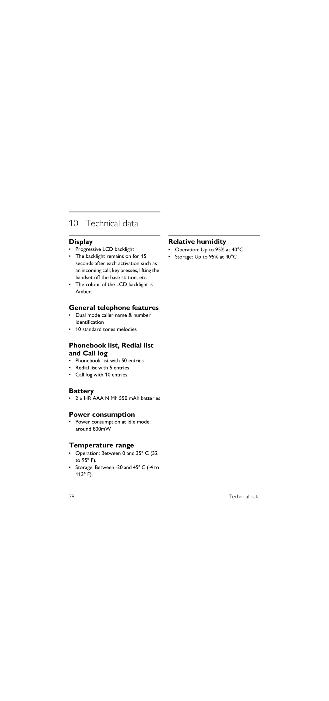 Philips SE155 manual Technical data 