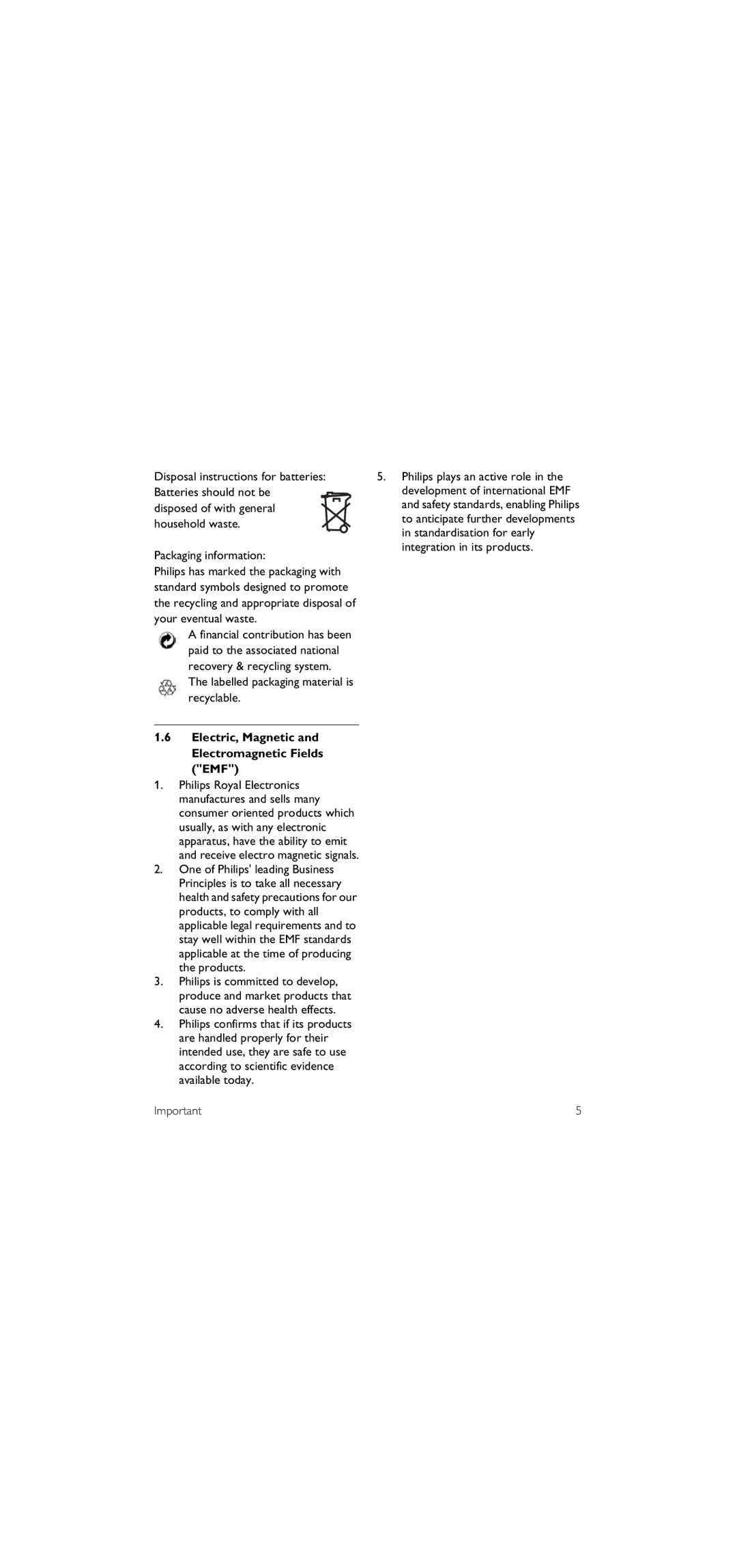 Philips SE155 manual Electric, Magnetic and Electromagnetic Fields EMF 