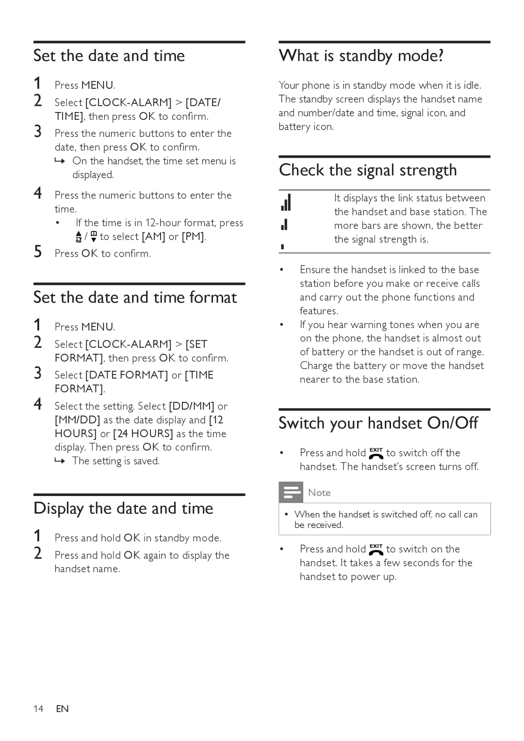 Philips SE171 user manual Set the date and time format, Display the date and time, What is standby mode? 