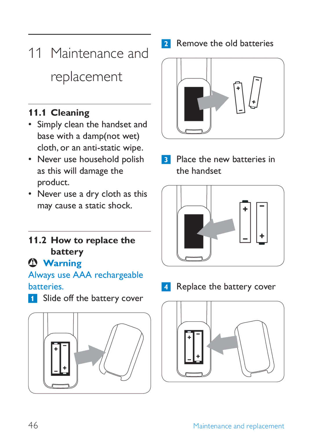 Philips SE245 manual Cleaning, How to replace Battery, Slide off the battery cover 