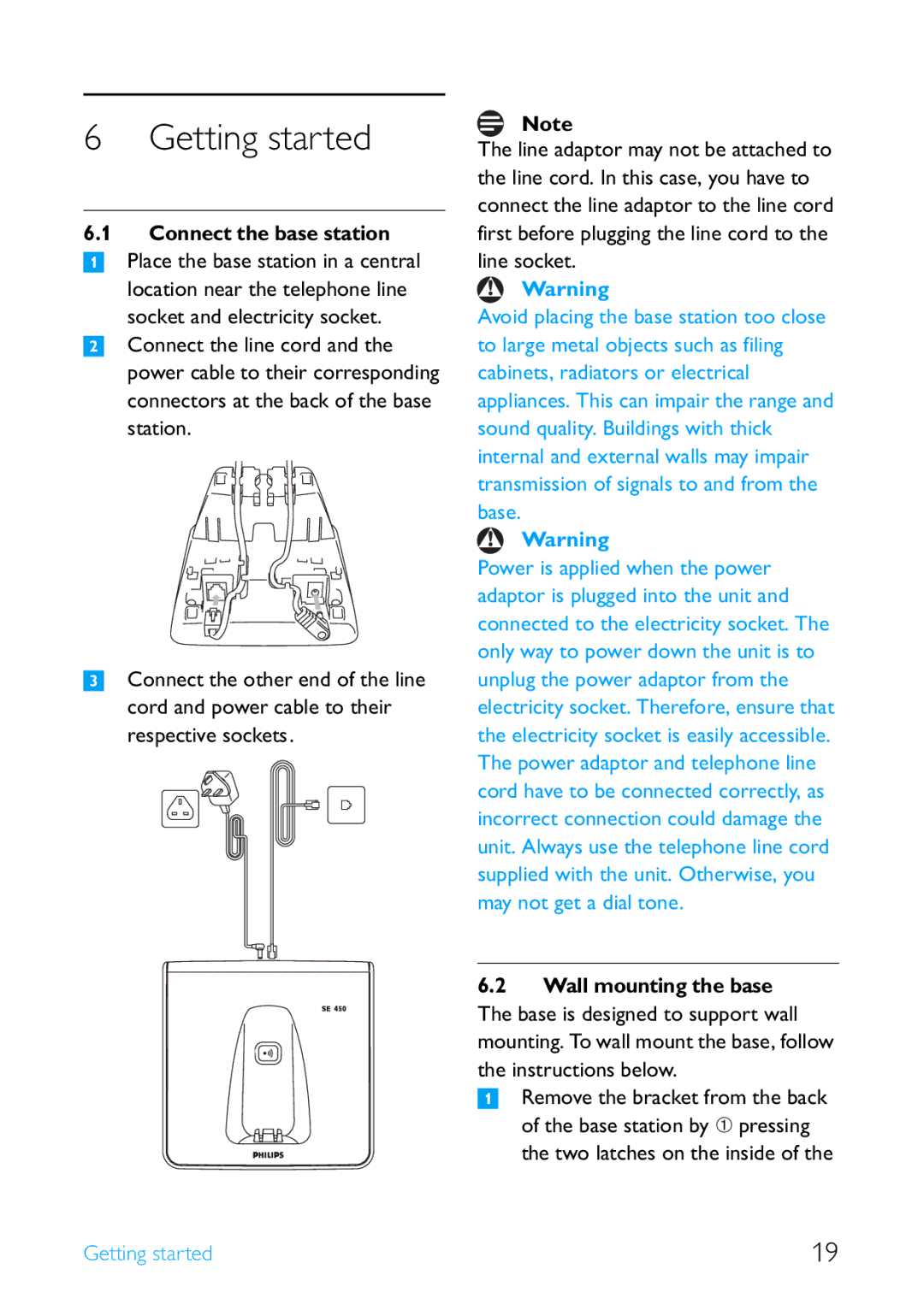 Philips SE4502B manual Getting started 