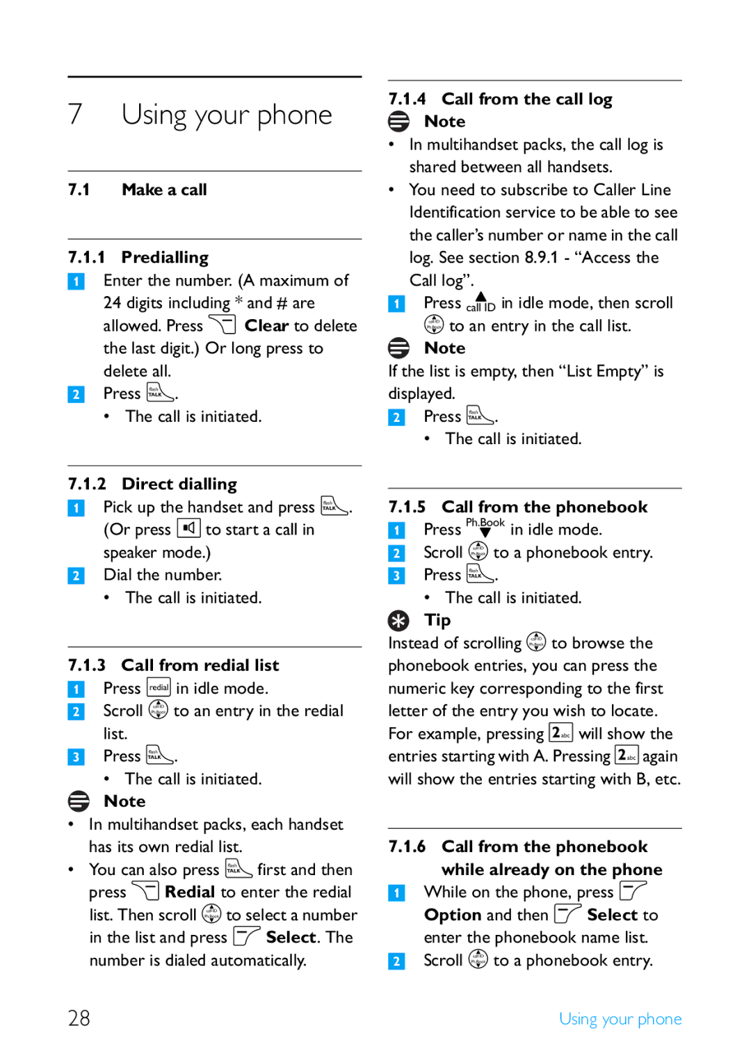 Philips SE4502B manual Using your phone 