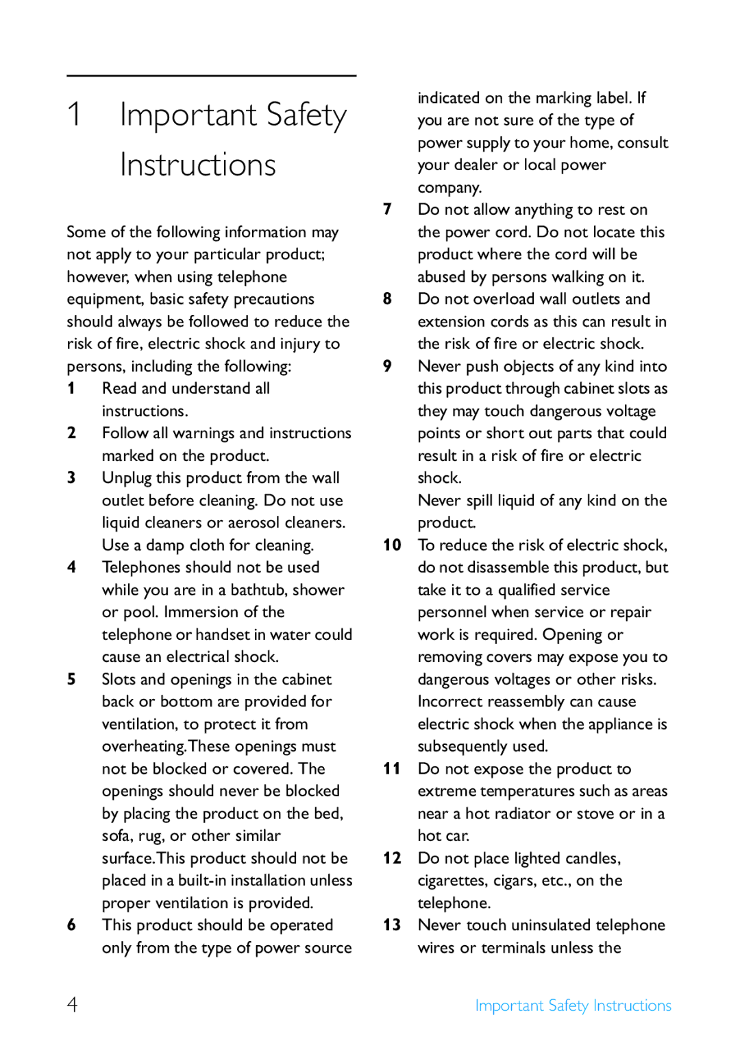 Philips SE4502B manual Important Safety Instructions, Read and understand all instructions 