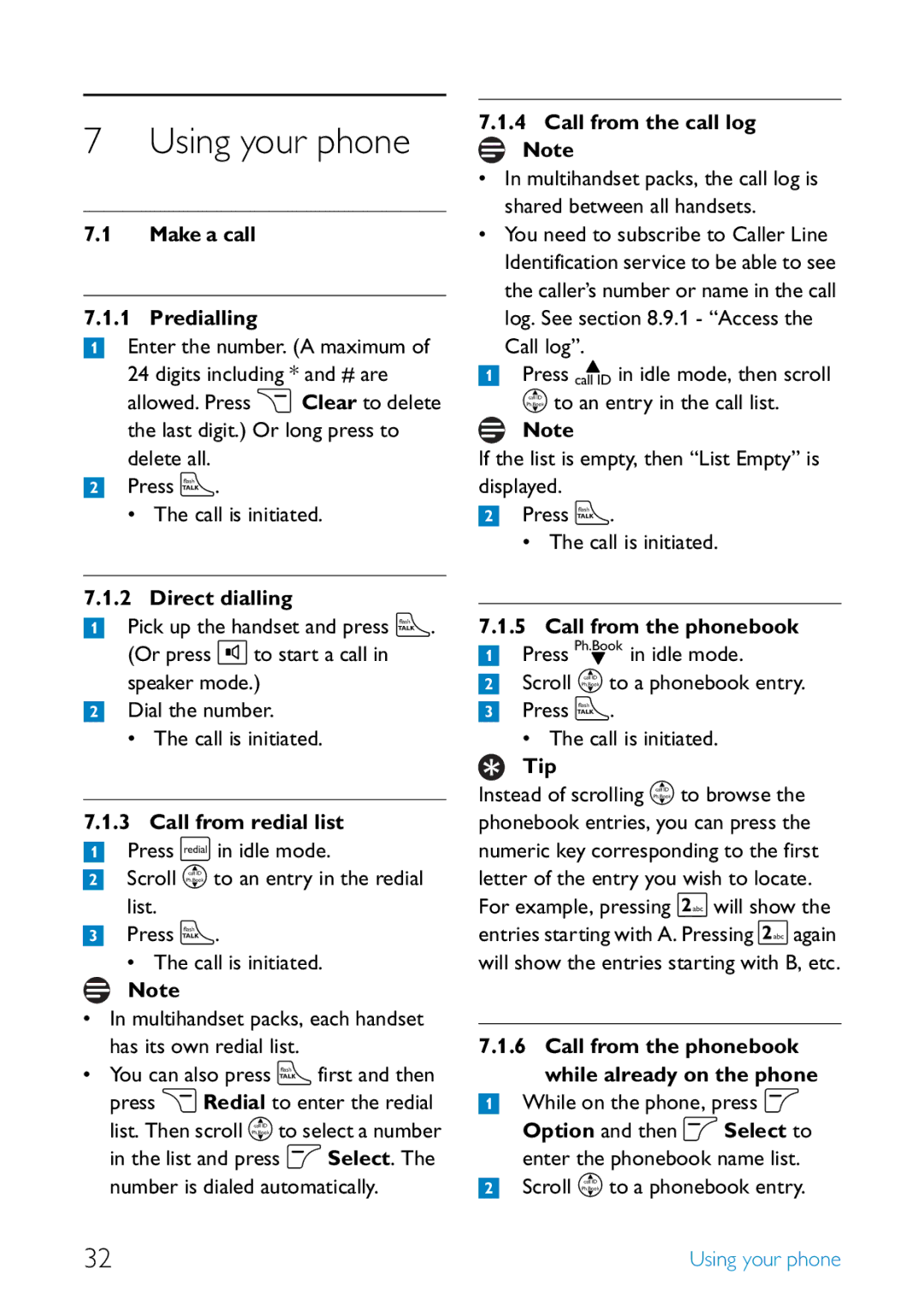 Philips SE455 manual Using your phone 