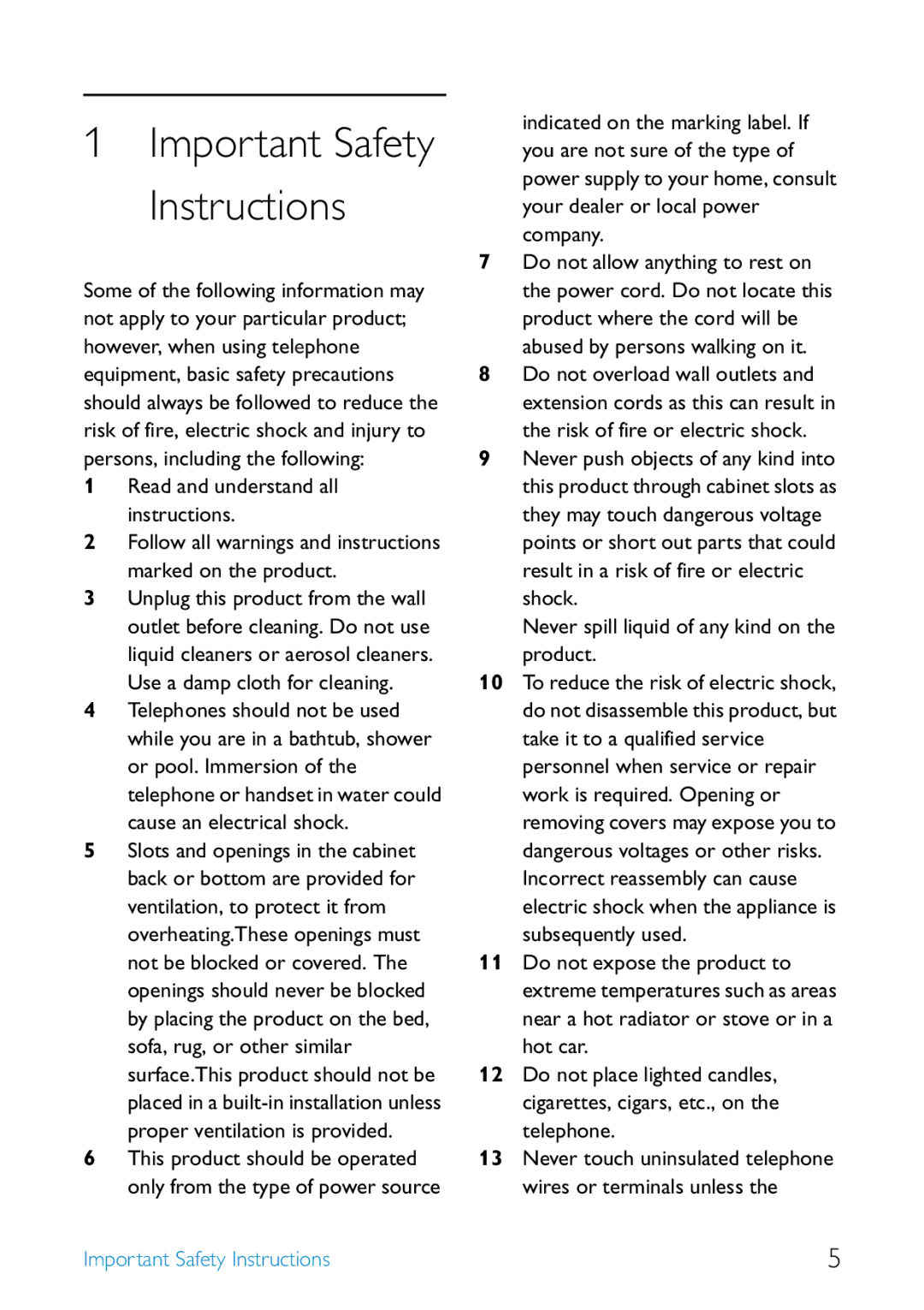 Philips SE455 manual Important Safety Instructions, Read and understand all instructions 