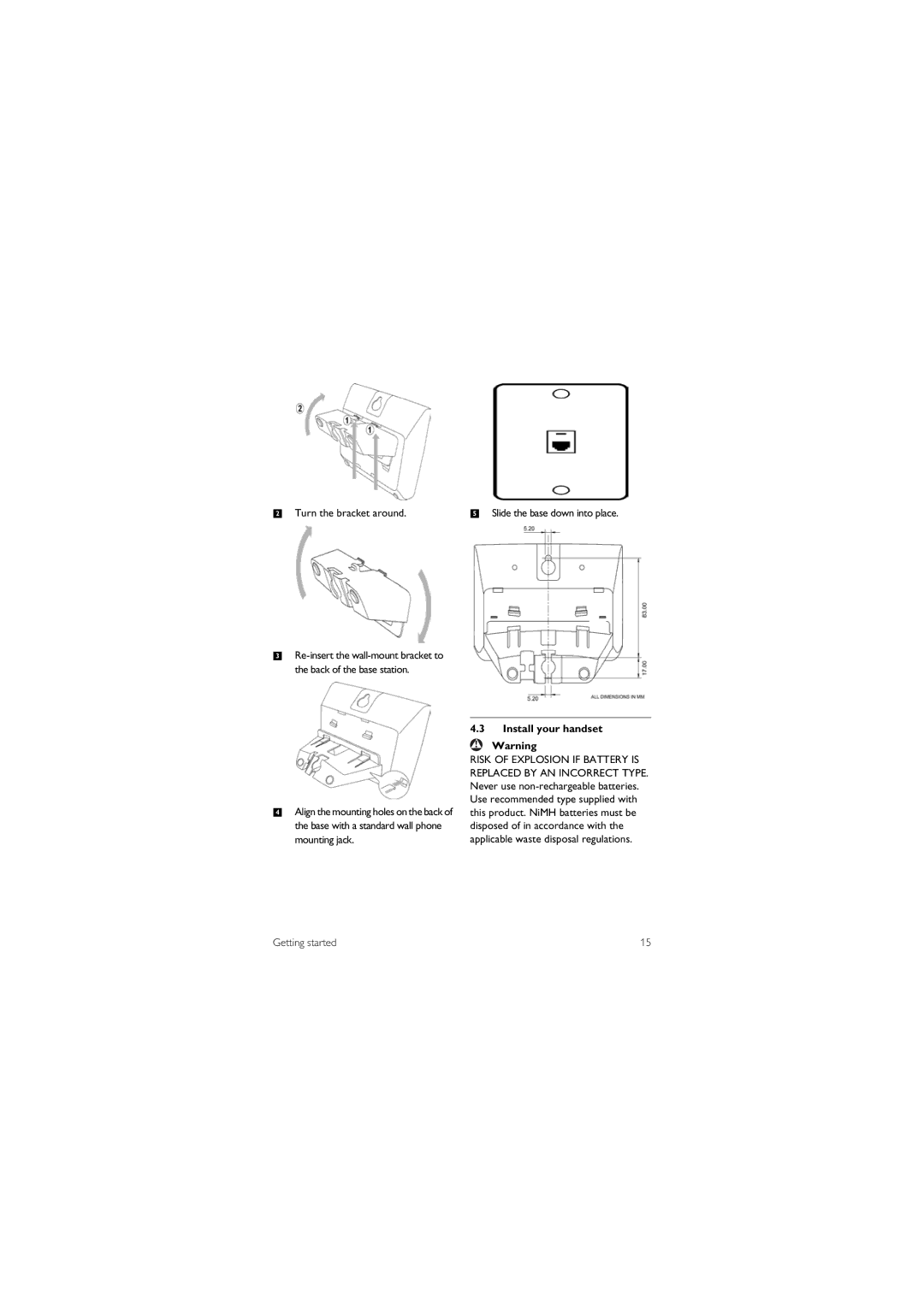 Philips SE455C, SE455XY/ZZ, CD455C, CD455XY/ZZ manual Install your handset 