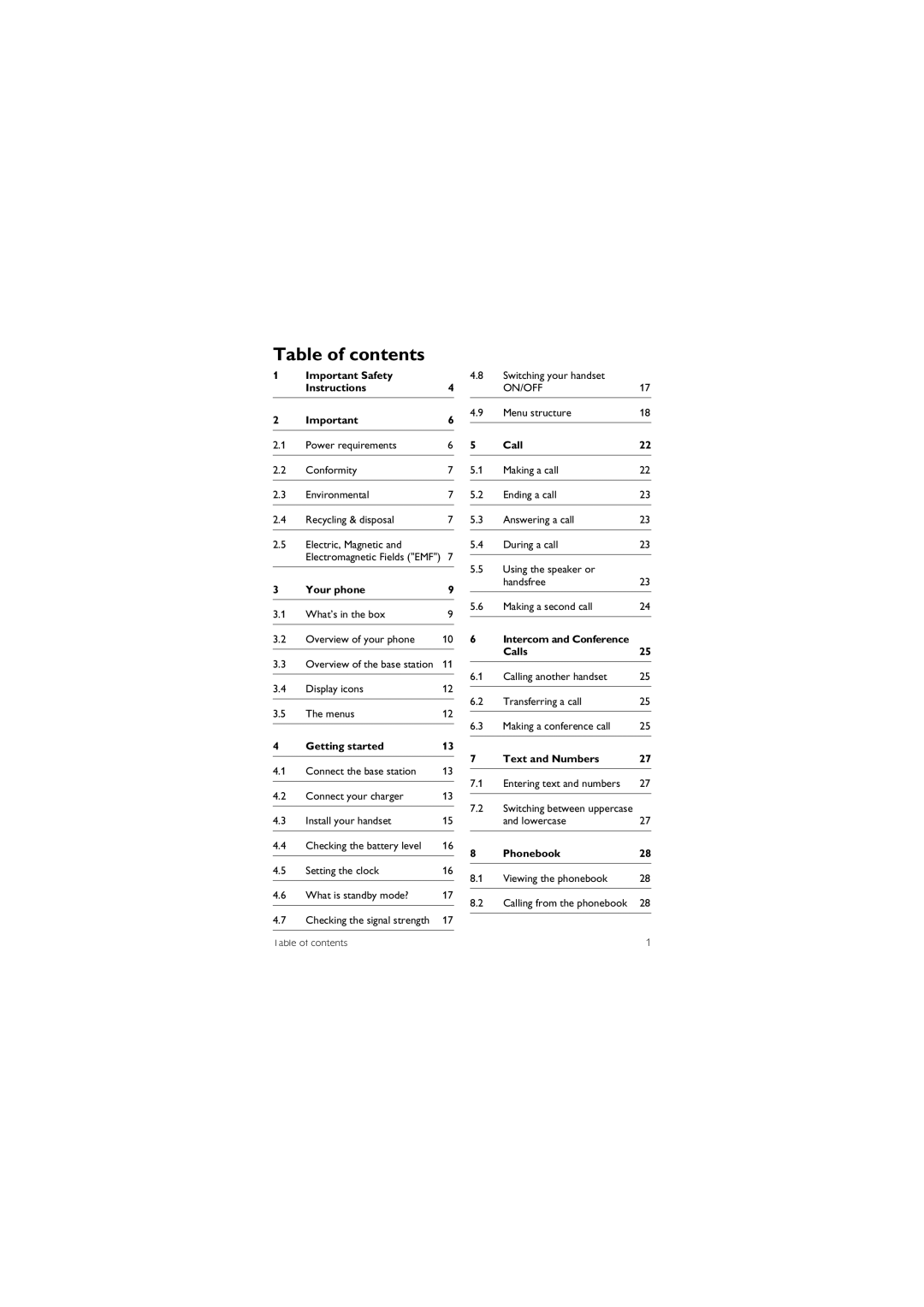 Philips CD455XY/ZZ, SE455XY/ZZ, SE455C, CD455C manual Table of contents 