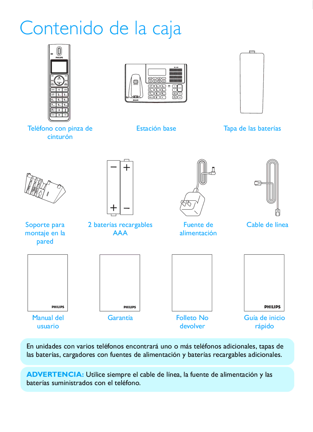 Philips SE658 manual Estación base, Garantía 