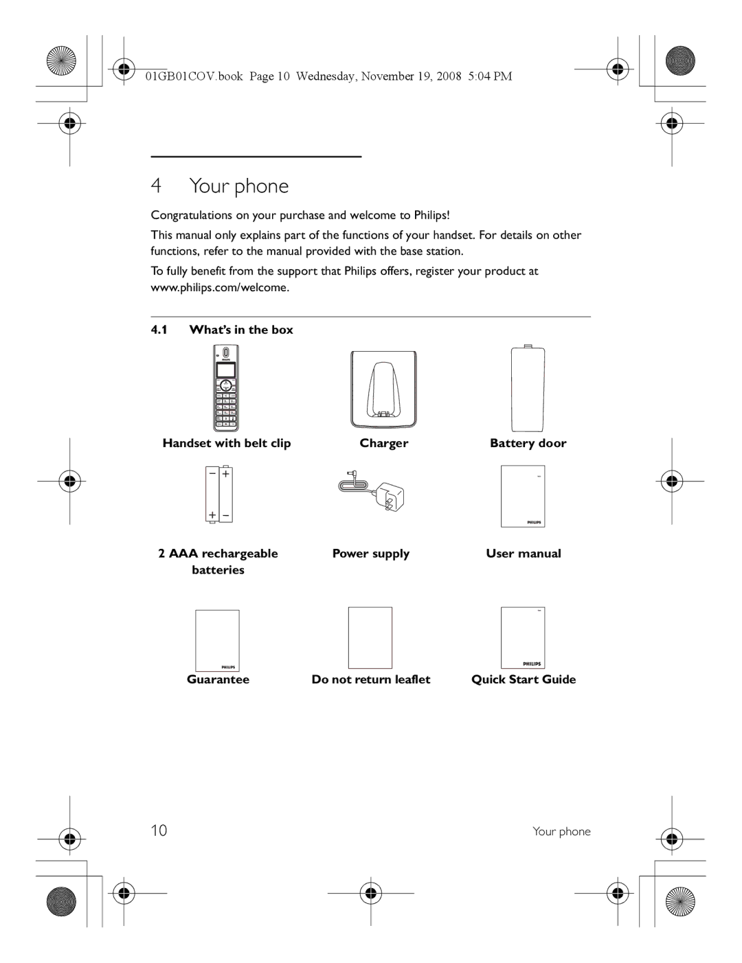 Philips SE6580B/37 manual Your phone 