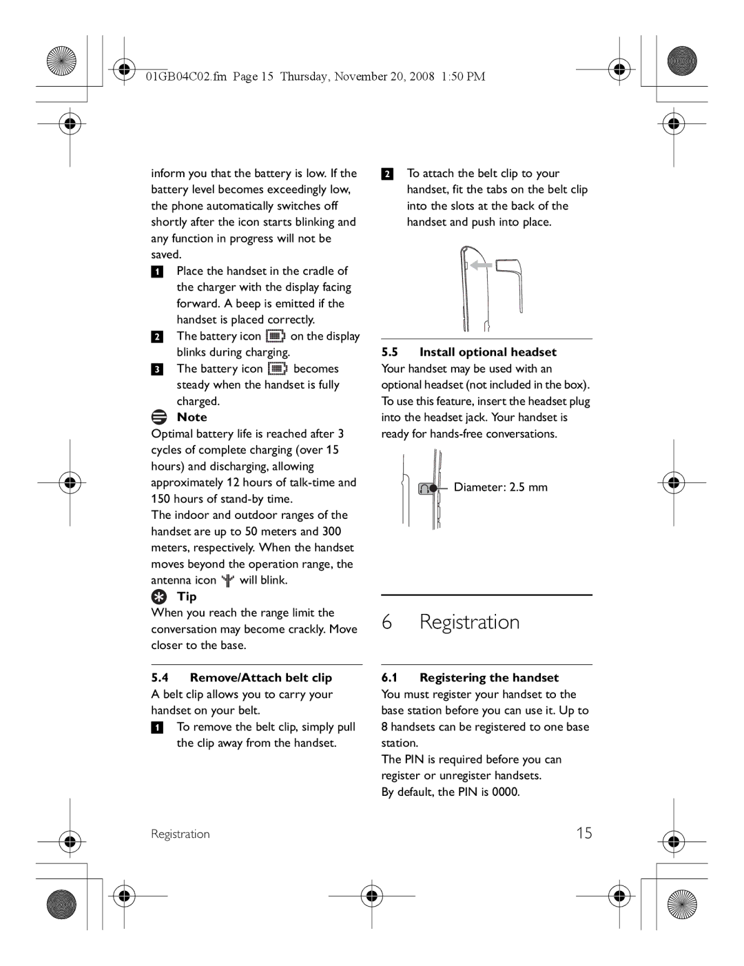 Philips SE6580B/37 manual Registration, Tip 