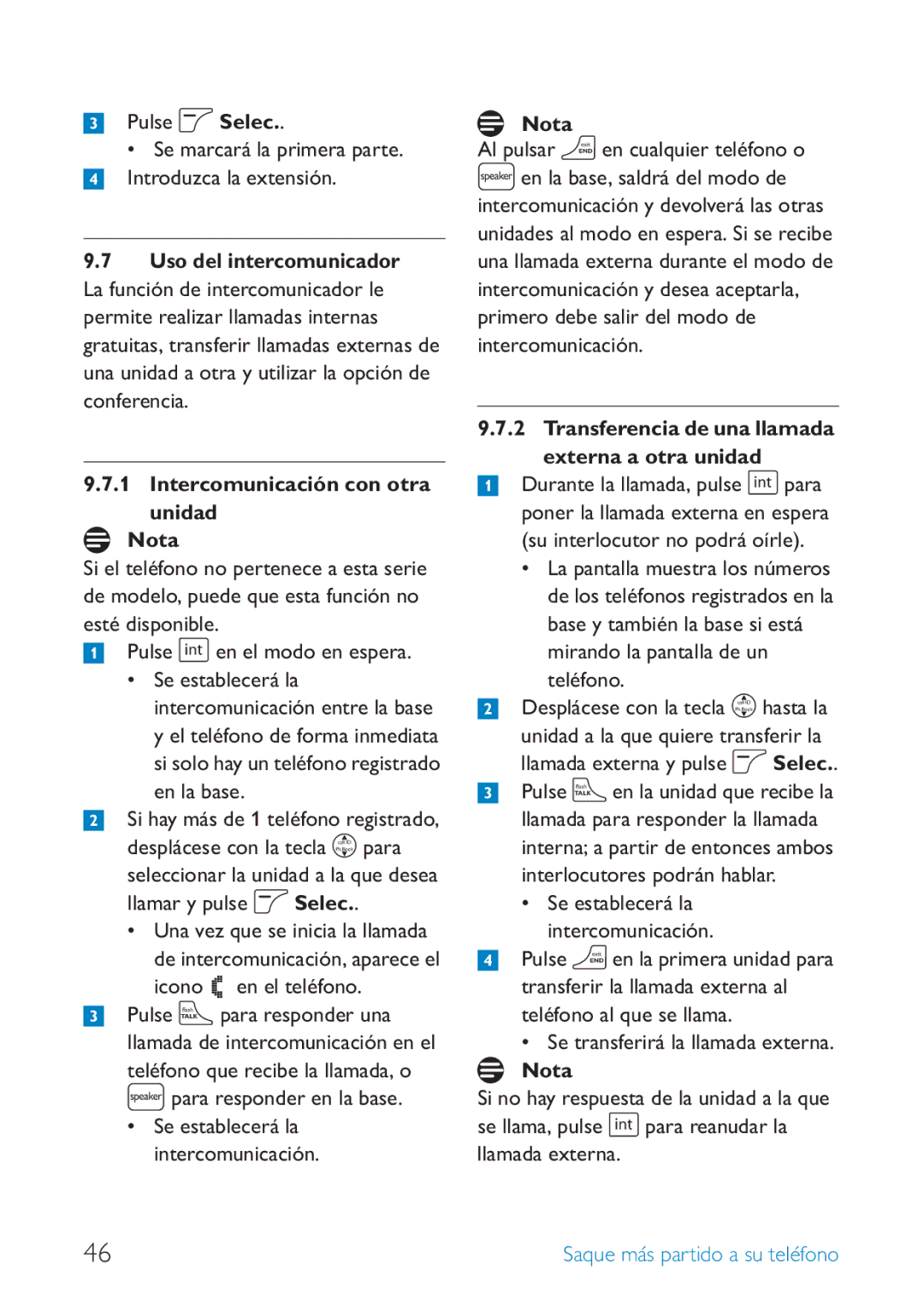 Philips SE659 manual En la base, Al pulsar h en cualquier teléfono o, Desplácese con la tecla n hasta la 