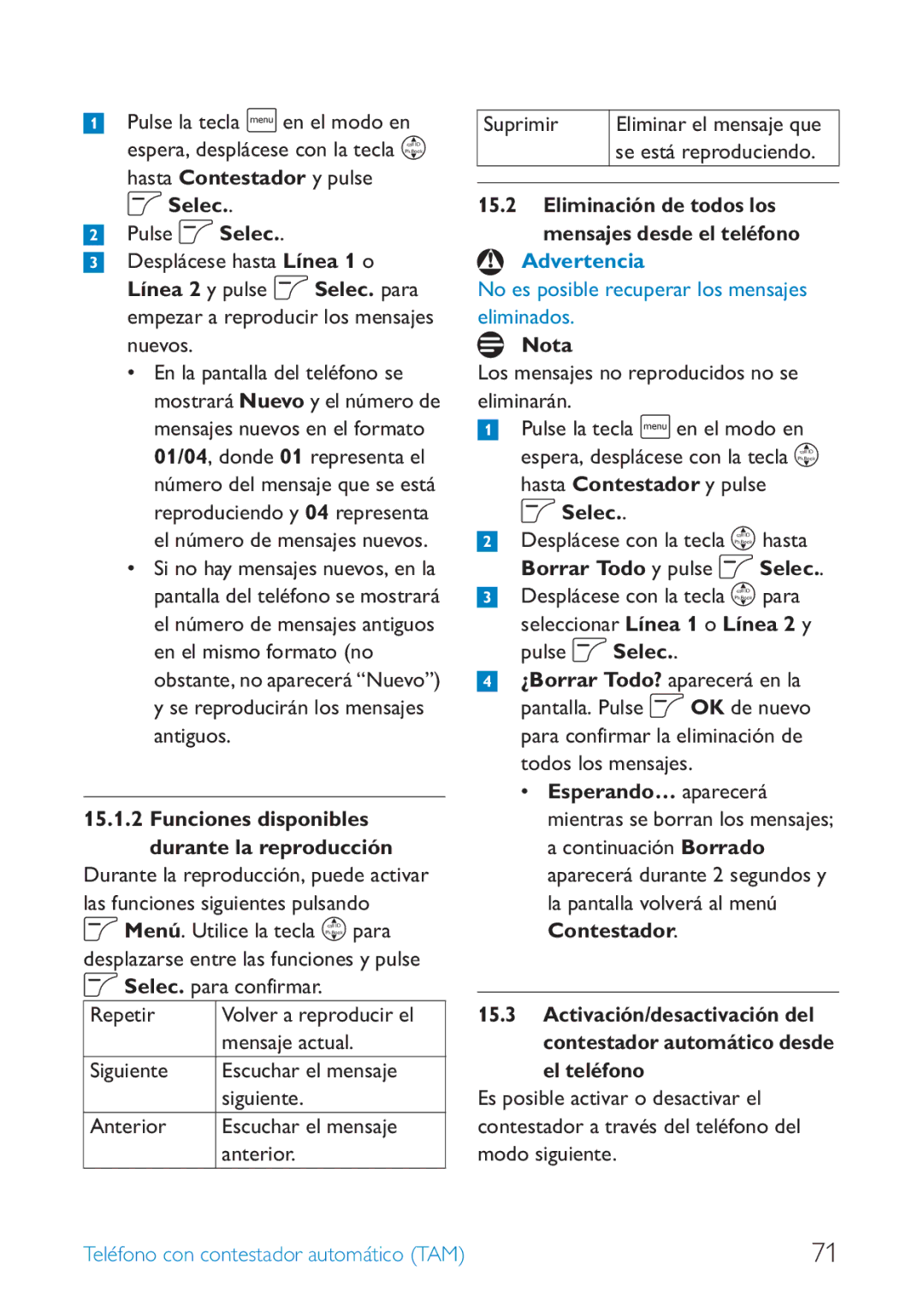 Philips SE659 manual Desplácese hasta Línea 1 o Línea 2 y pulse o Selec. para 