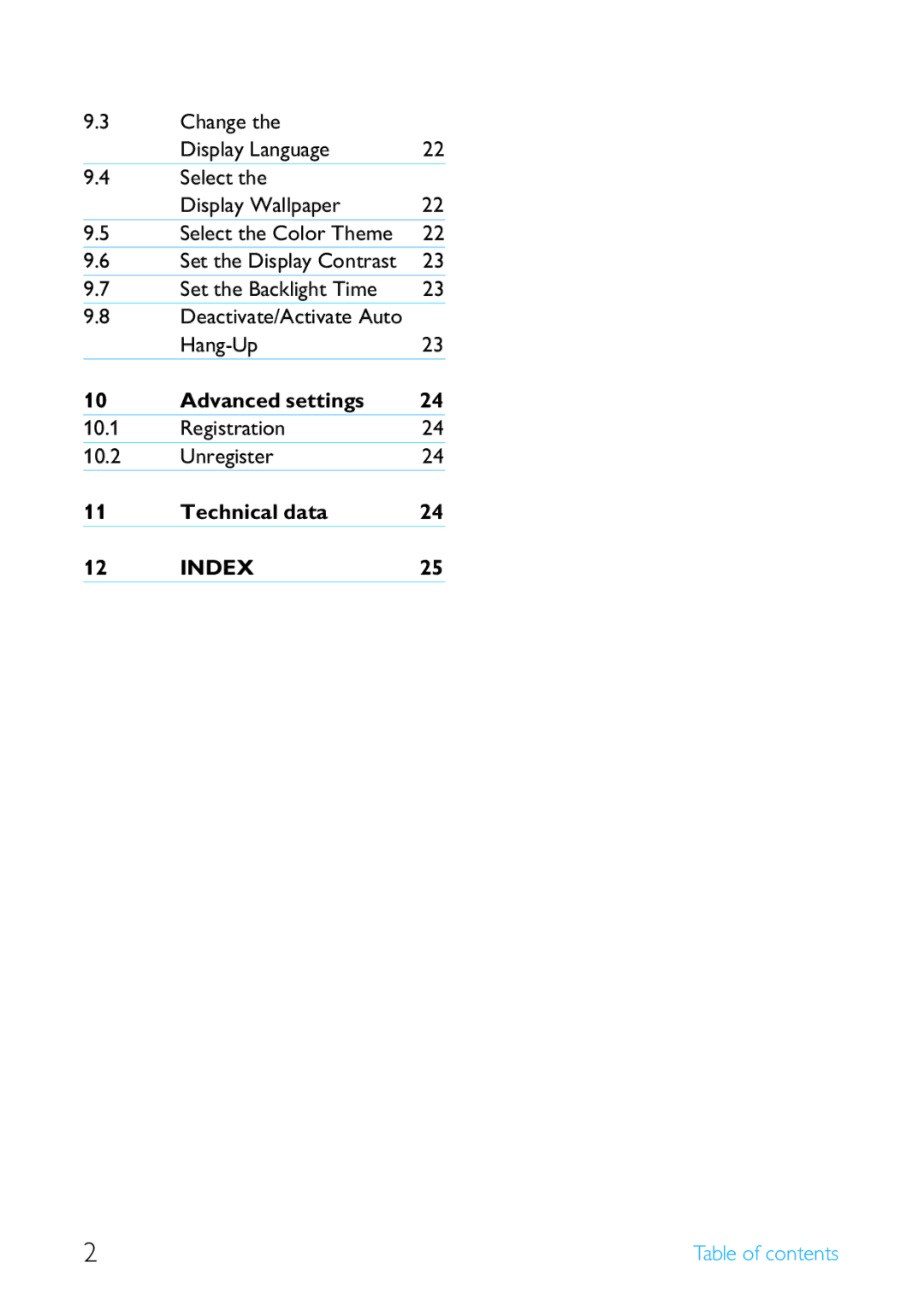 Philips SE6590B/37 manual Advanced settings, Technical data 