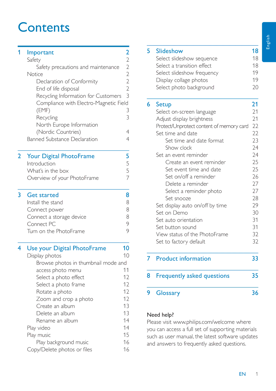 Philips SFP2007 user manual Contents 