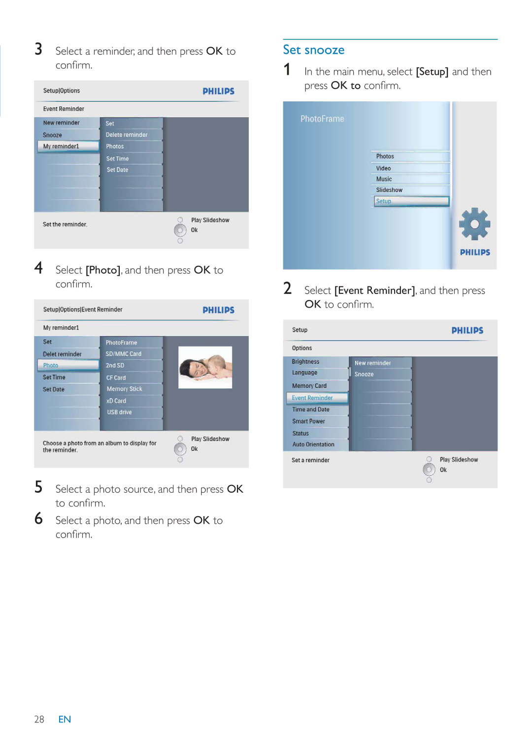 Philips SFP2007 user manual Set snooze 