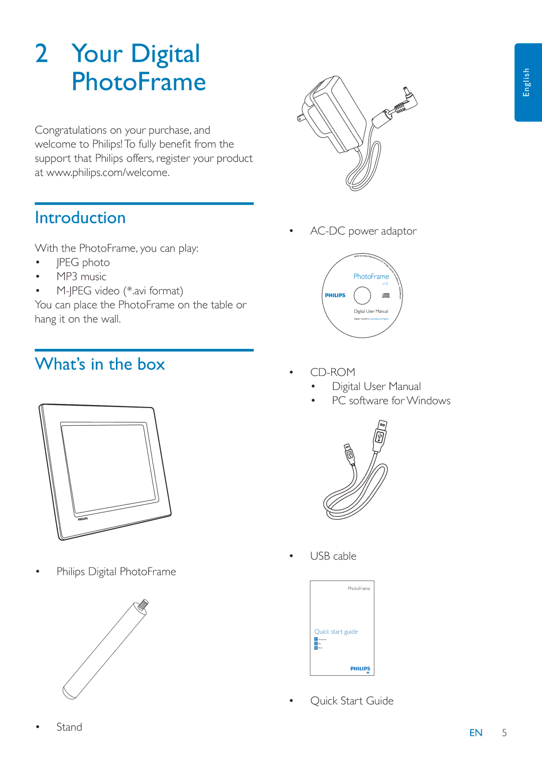 Philips SFP2007 user manual Introduction, What’s in the box 