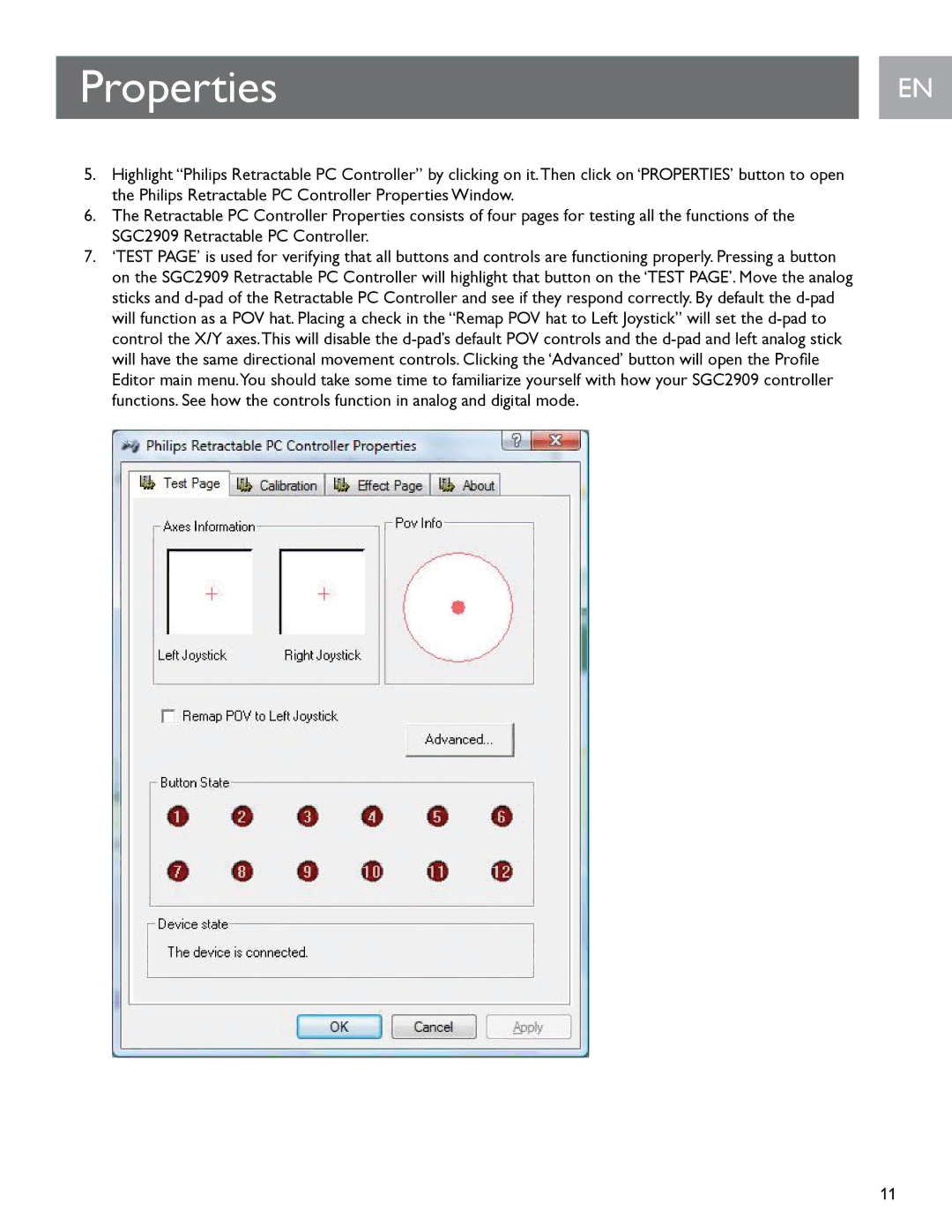 Philips SGC2909 user manual Properties 