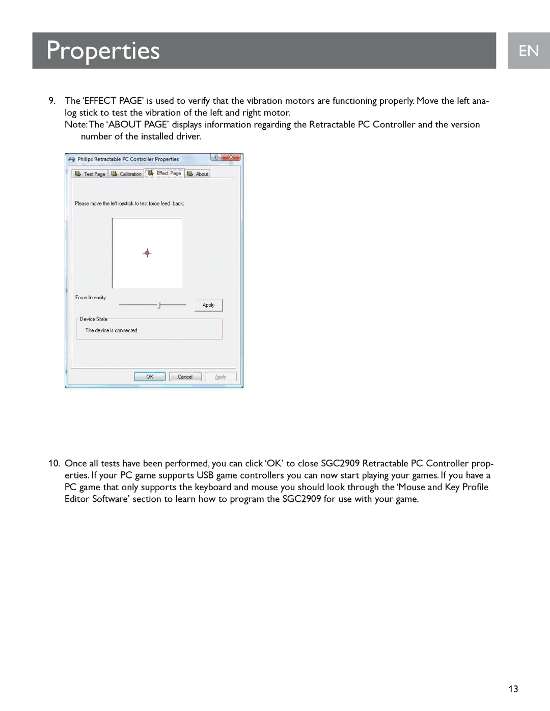 Philips SGC2909 user manual Properties 