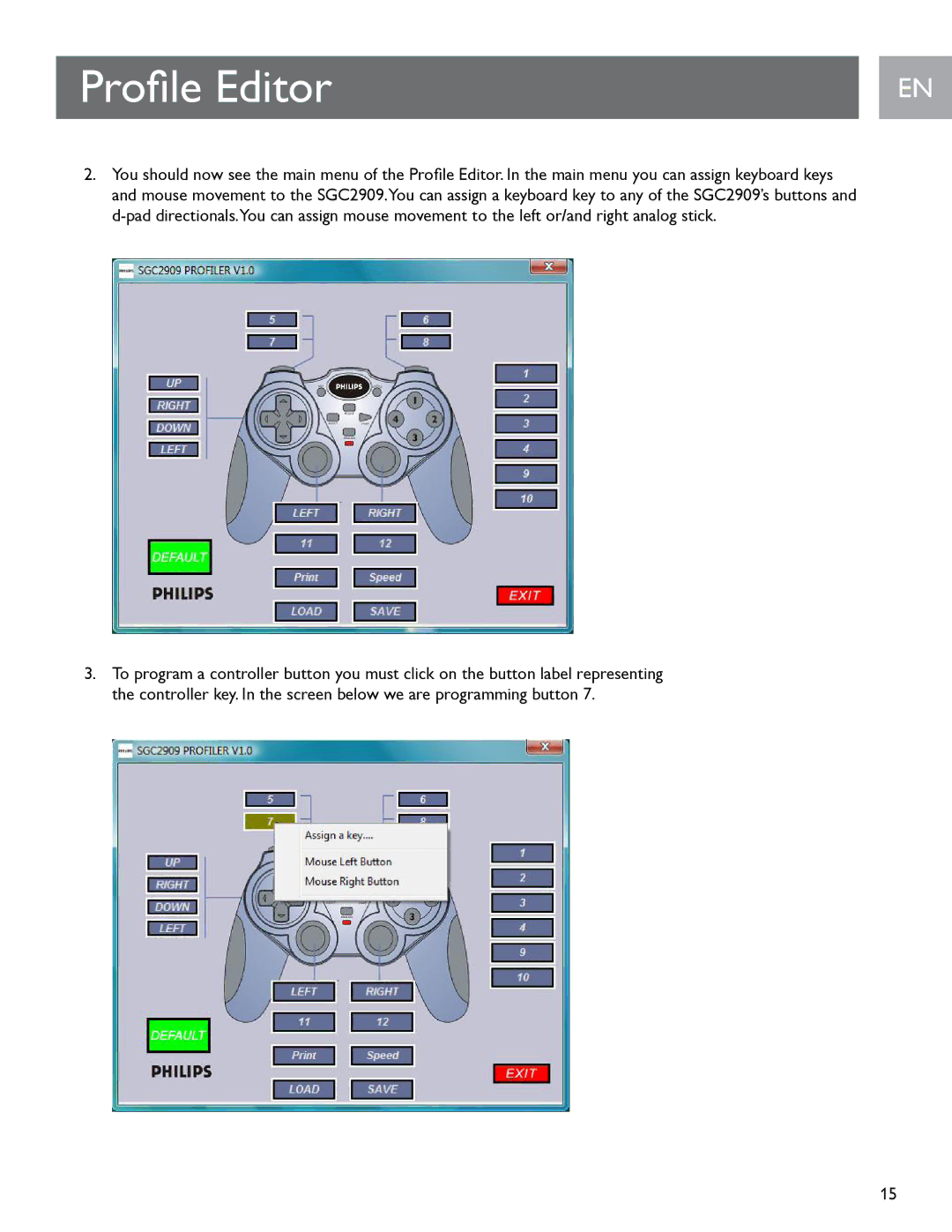 Philips SGC2909 user manual Profile Editor 