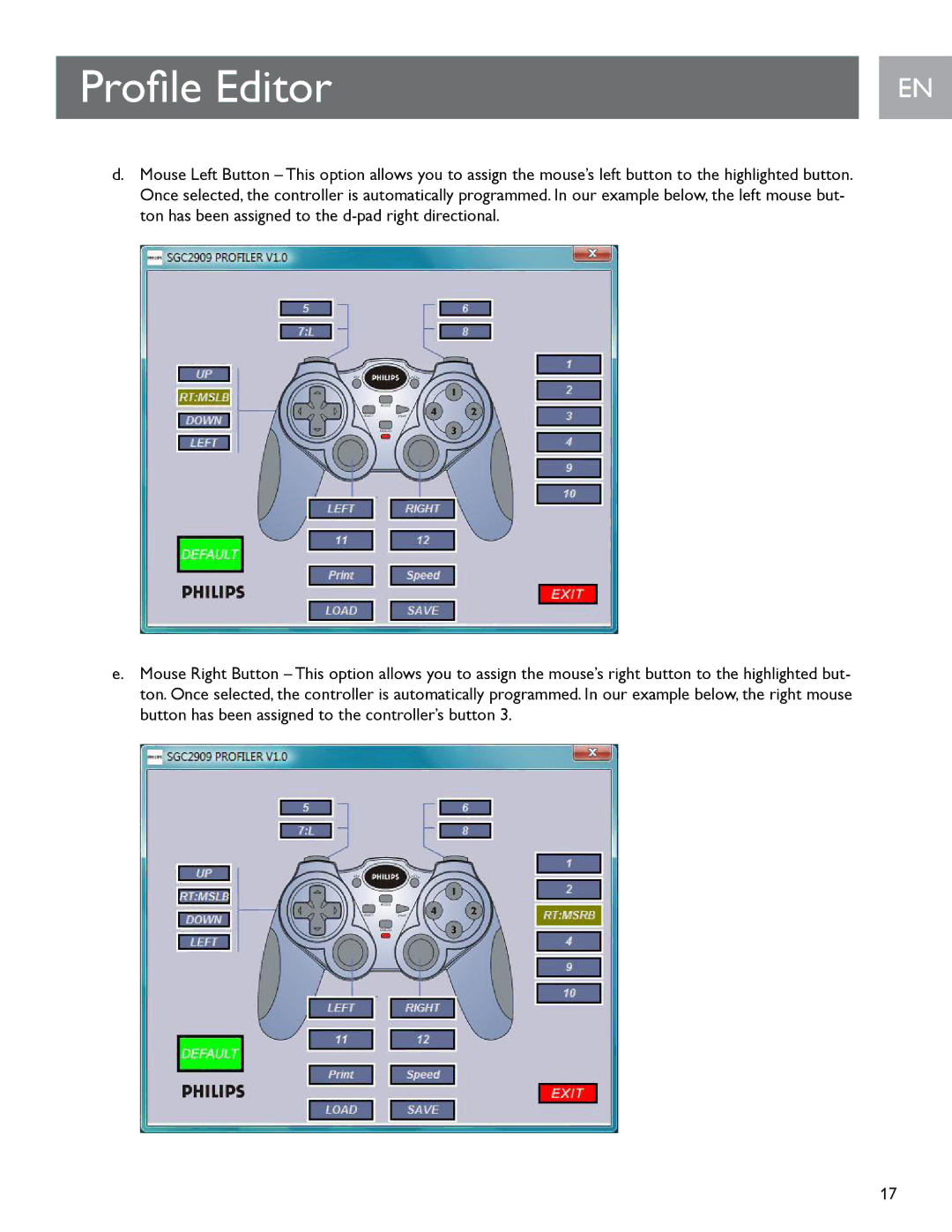 Philips SGC2909 user manual Profile Editor 