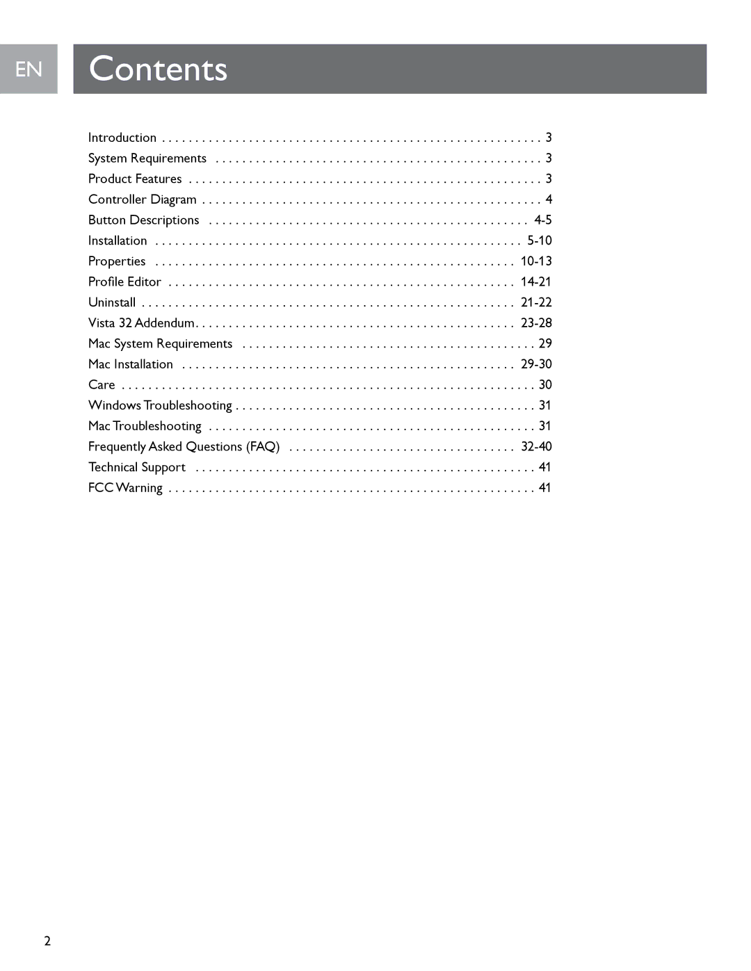 Philips SGC2909 user manual EN Contents 