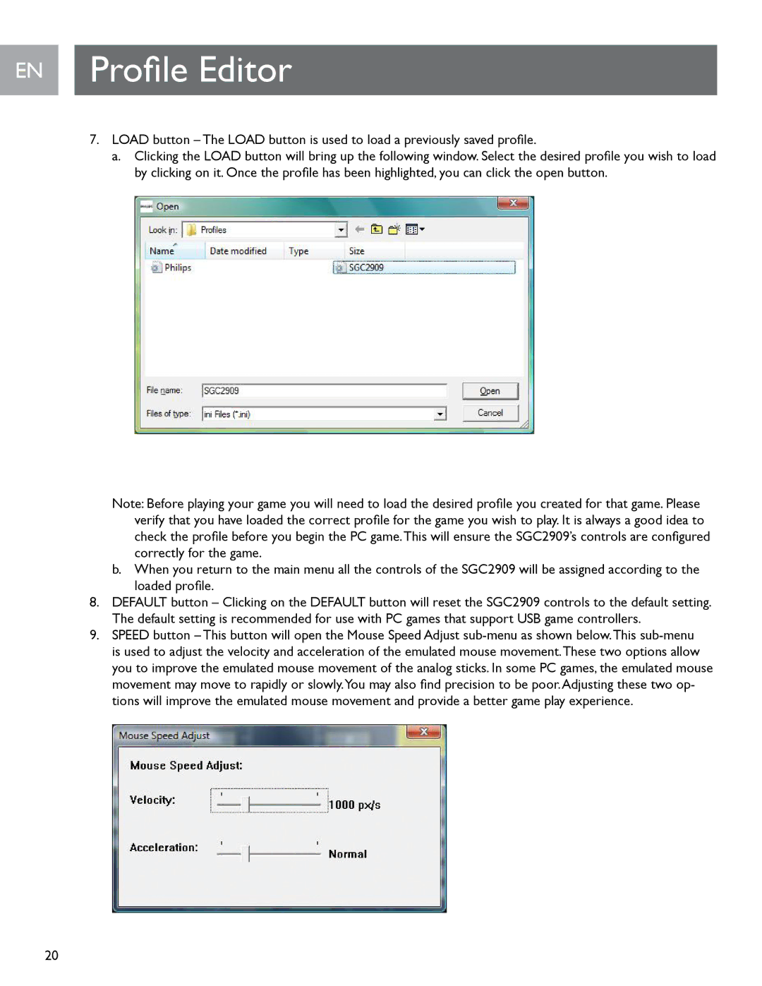 Philips SGC2909 user manual EN Profile Editor 