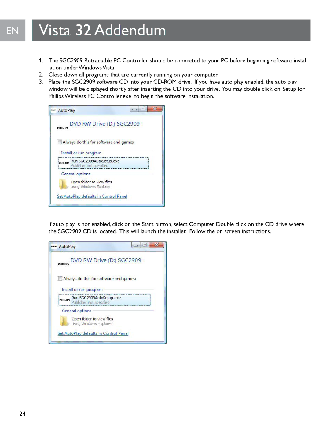 Philips SGC2909 user manual EN Vista 32 Addendum 