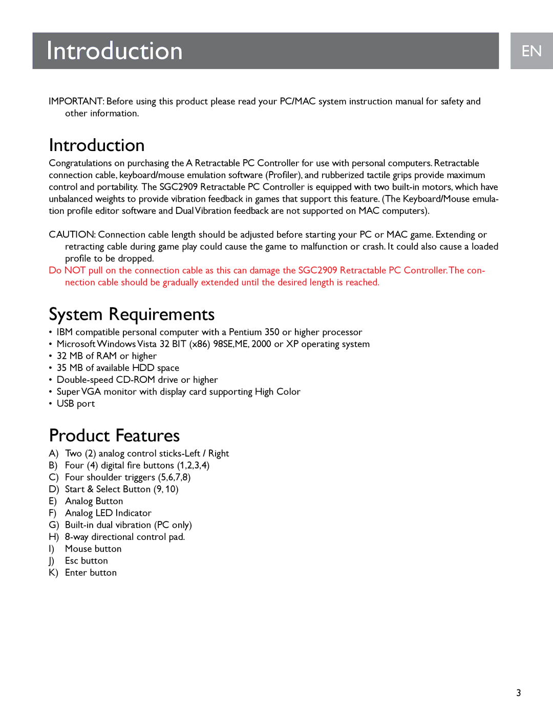 Philips SGC2909 user manual Introduction, System Requirements, Product Features 