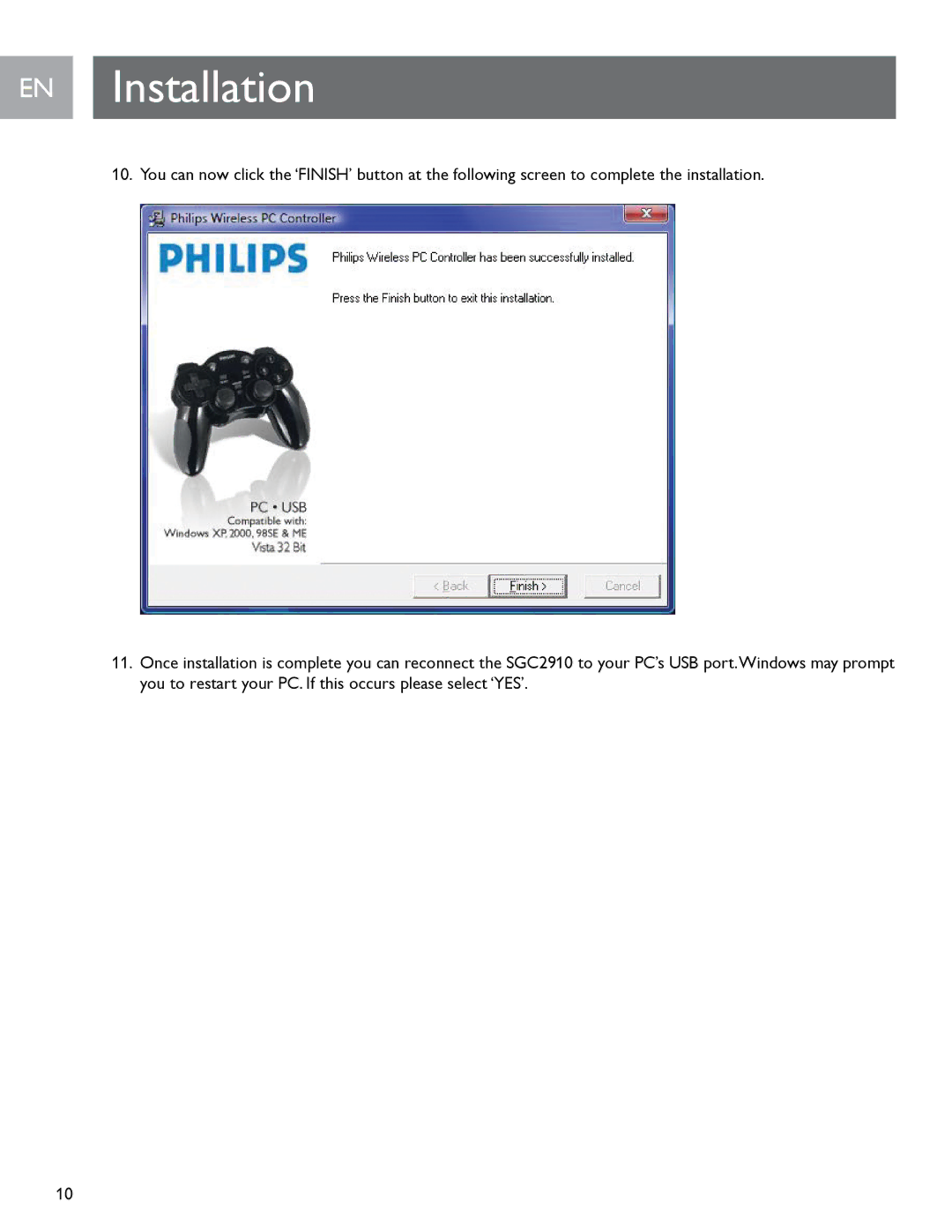 Philips SGC2910 user manual EN Installation 