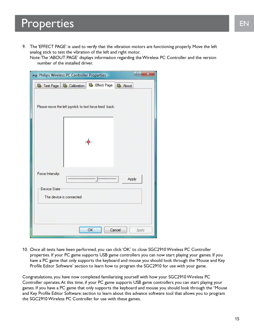 Philips SGC2910 user manual Properties 