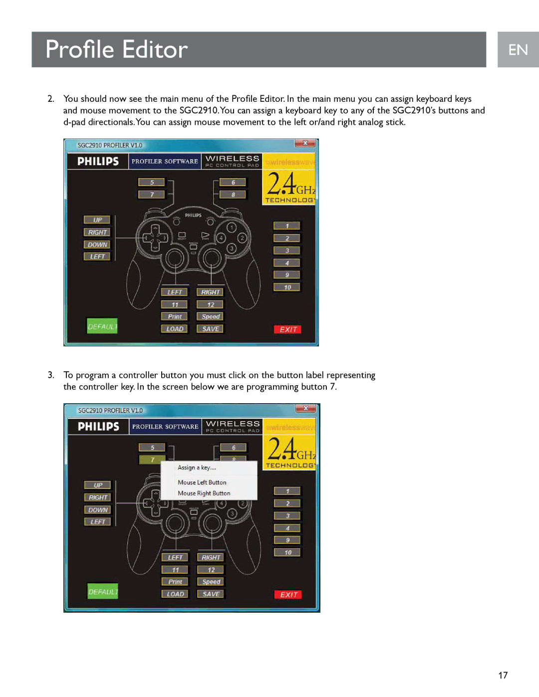 Philips SGC2910 user manual Profile Editor 