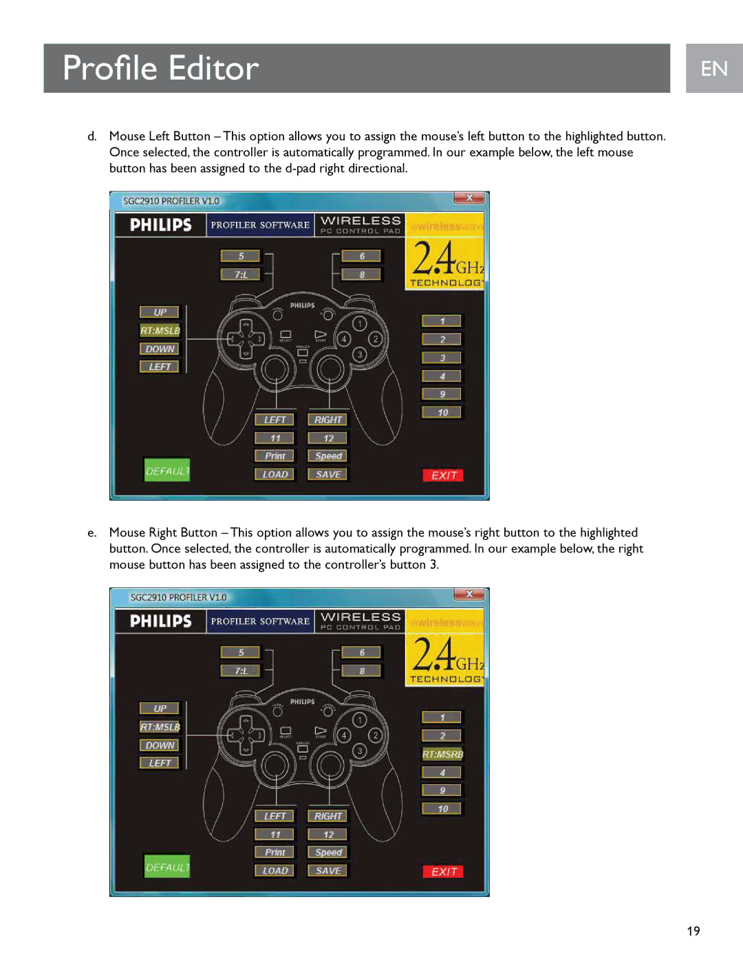 Philips SGC2910 user manual Profile Editor 