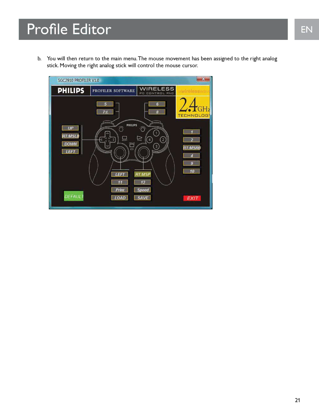 Philips SGC2910 user manual Profile Editor 