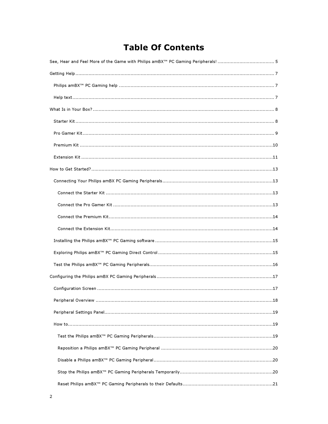 Philips SGC5101BD manual Table Of Contents 