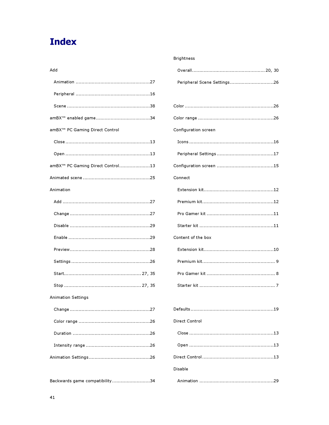 Philips SGC5101BD manual Index, Brightness Add 