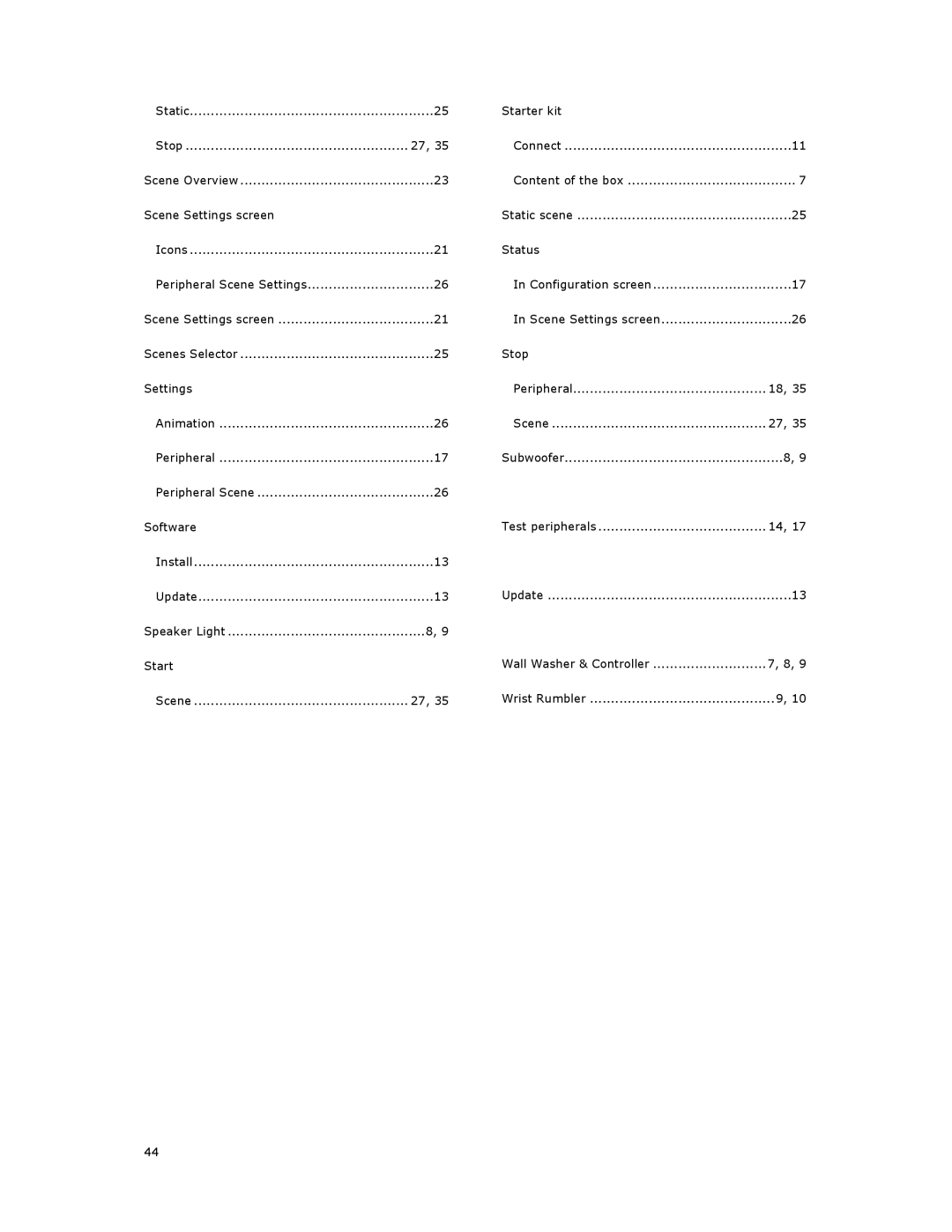 Philips SGC5101BD manual Scene Settings screen 