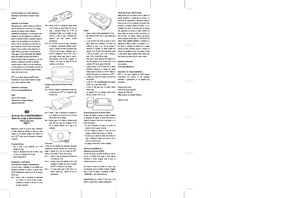 Philips SGP6026BB/27 manual 