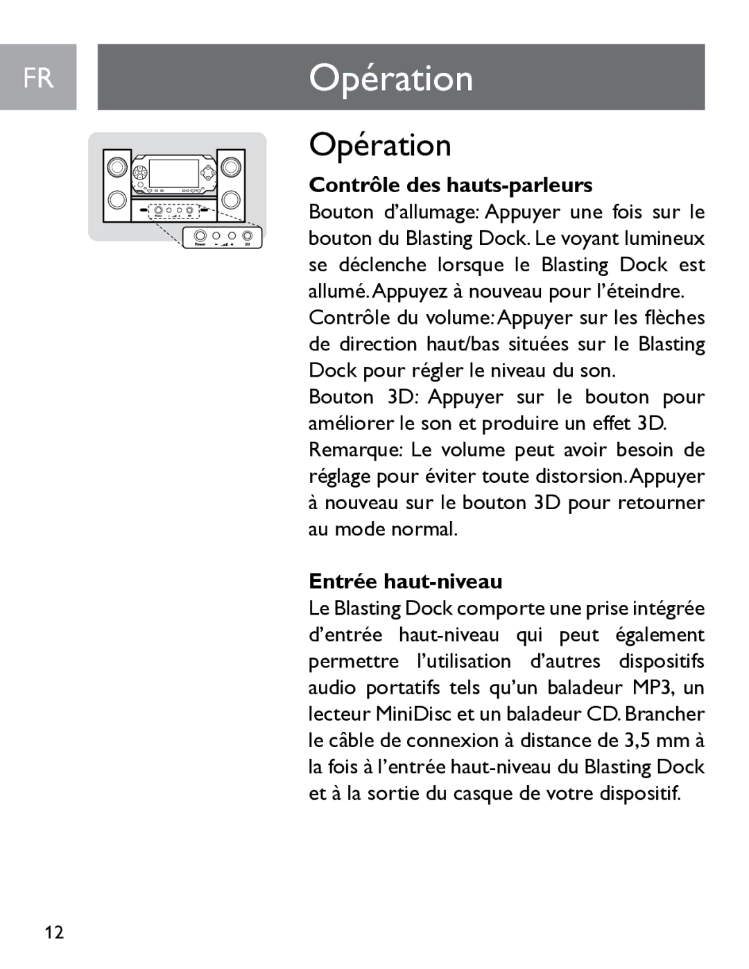 Philips SGP6031BB/27 user manual FROpération, Nouveau sur le bouton 3D pour retourner au mode normal 