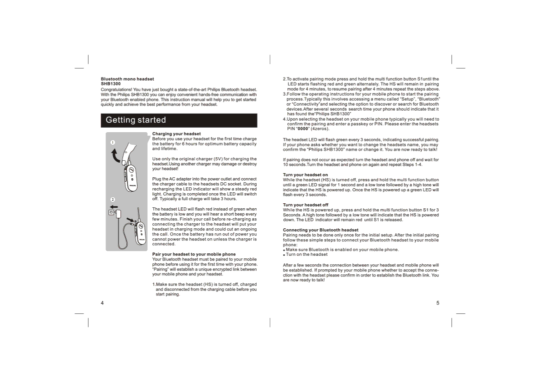 Philips SHB1300 user manual 