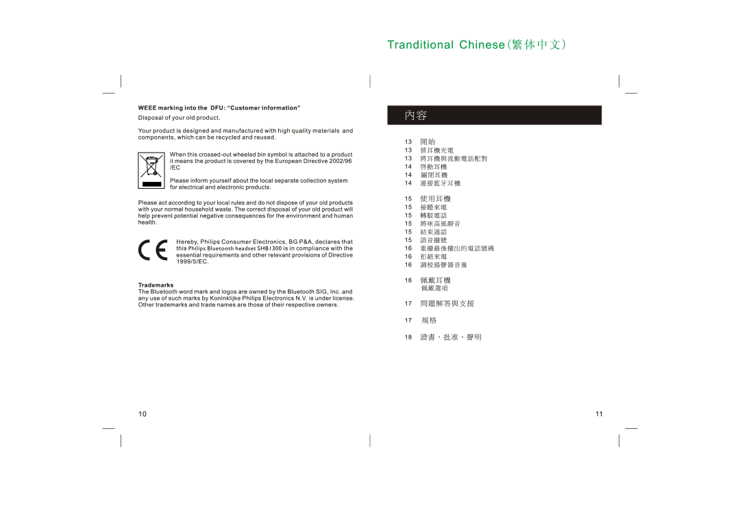 Philips SHB1300 user manual 