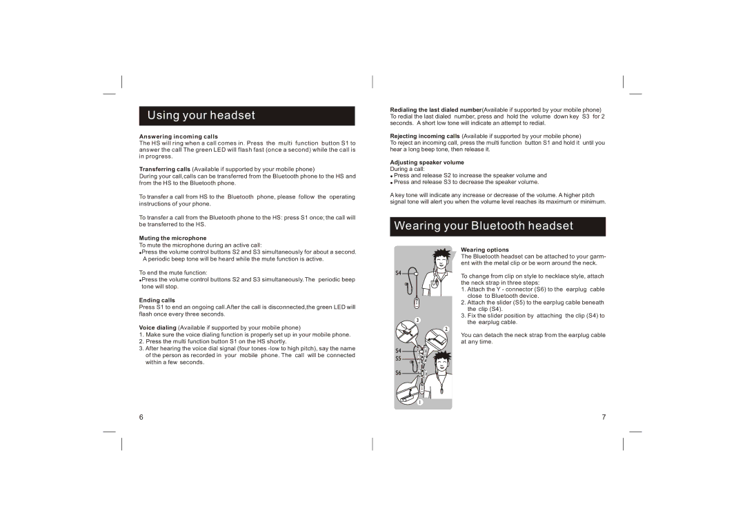 Philips SHB1300/61 user manual Using your headset, Wearing your Bluetooth headset 