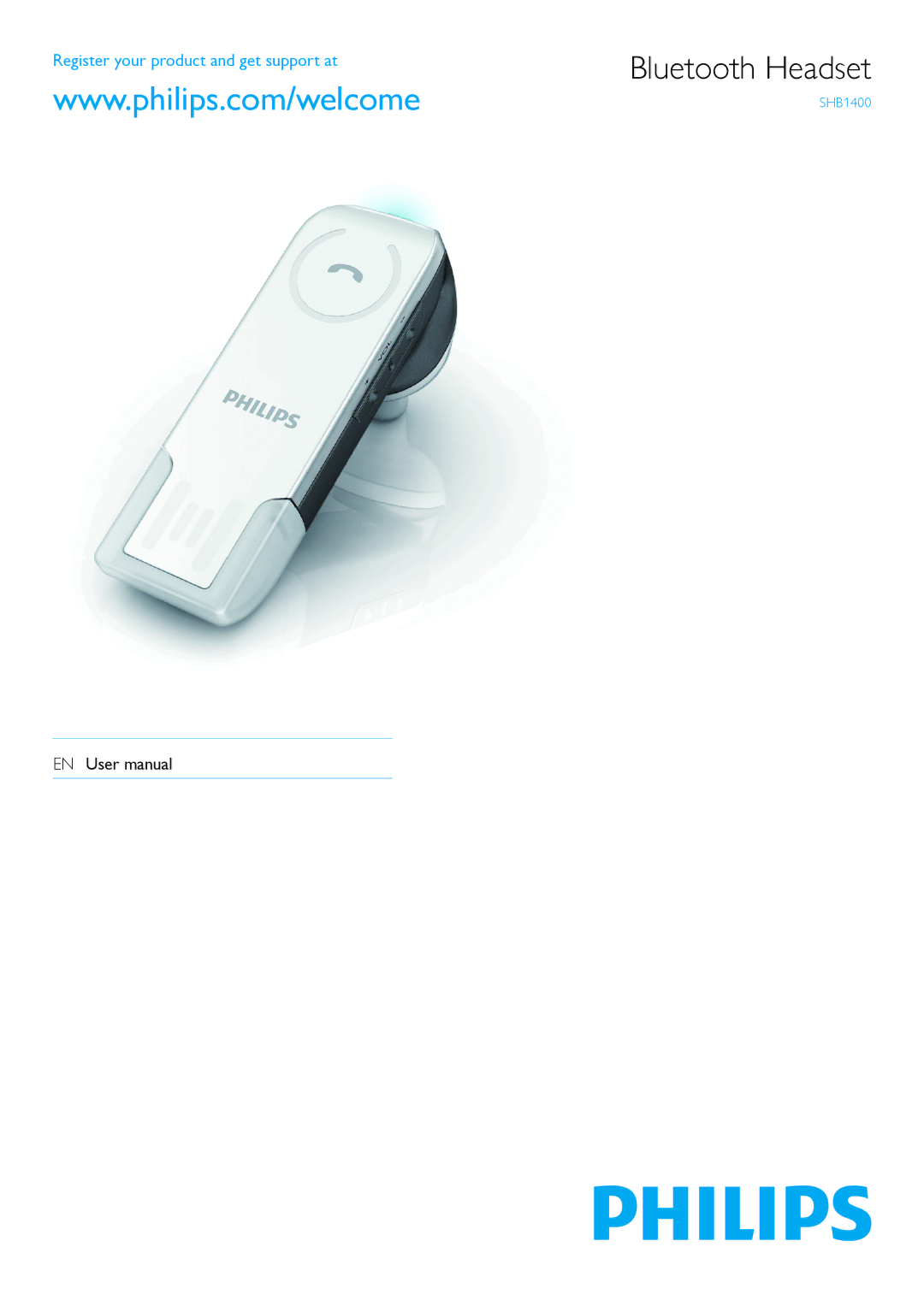 Philips SHB1400/00 user manual Bluetooth Headset 